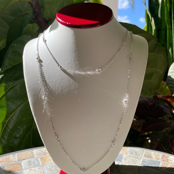 Sterling Silver CZ 48”L Necklace - Picture 3 of 12